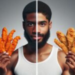 Side-by-side comparison of chicken strips and chicken tenders, illustrating their size and texture differences.